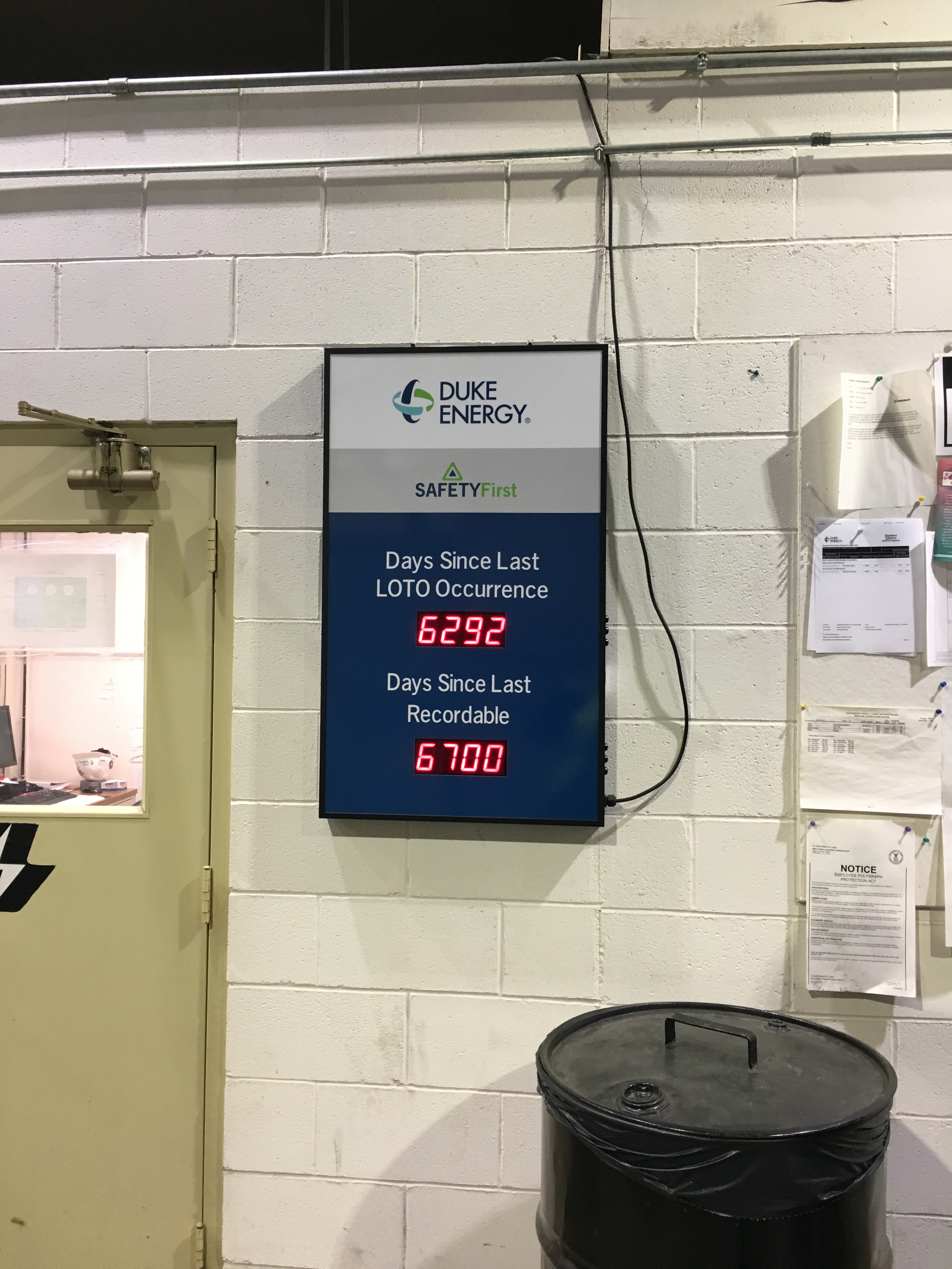 Days without Lock out tag out and since last recordable safety scoreboard