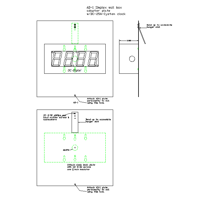 (AD-1) Simplex Analog Wall Clock Back Box Adapter Plate for DC-Digital Displays