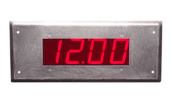 (DC-25N-POE-Flush-Stainless) Cleanroom, Operating Room, NTP-Network POE Powered, Digital LED Atomic Clock, 2.3 Inch LED Digits, 316L Stainless Steel IP-66 Flush Mount Enclosure