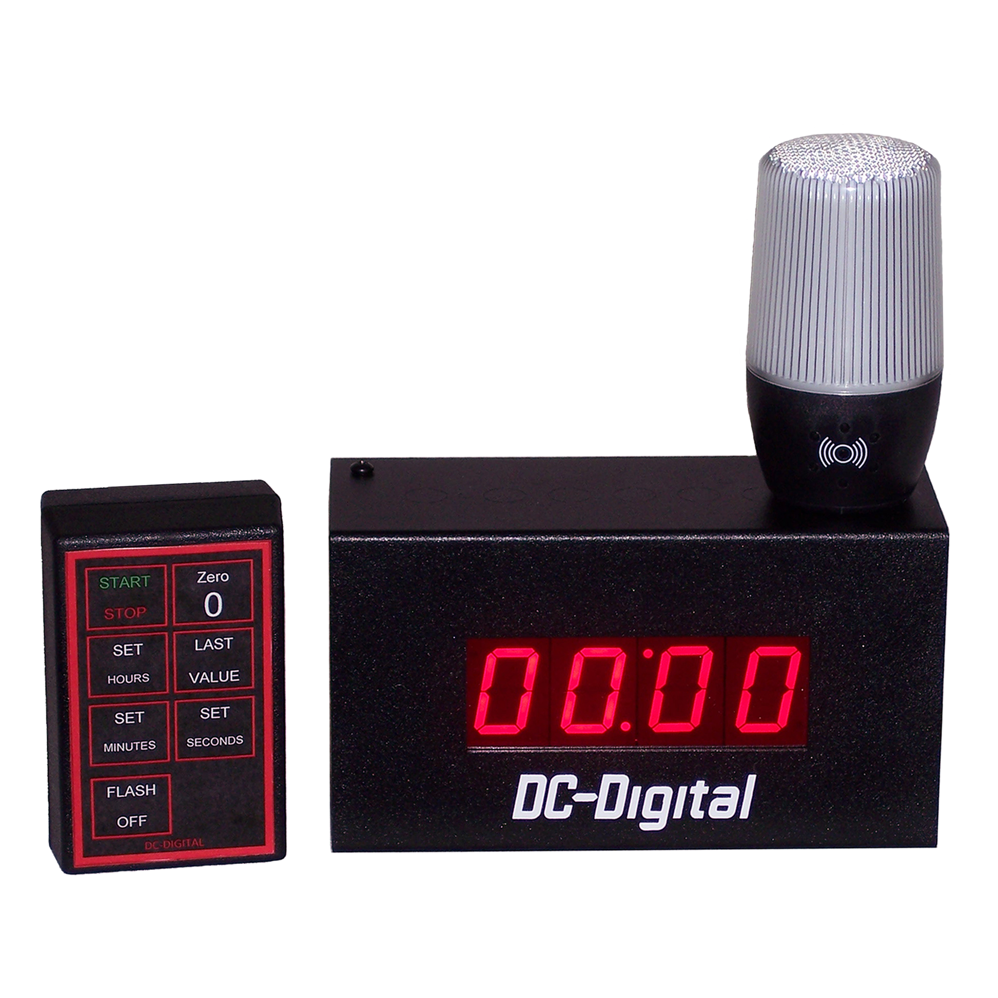 (DC-10T-DN-W-ANDON) 1.0 Inch LED, RF-Wireless Remote Controlled, Digital Countdown Timer with ANDON Tower light for End of Period