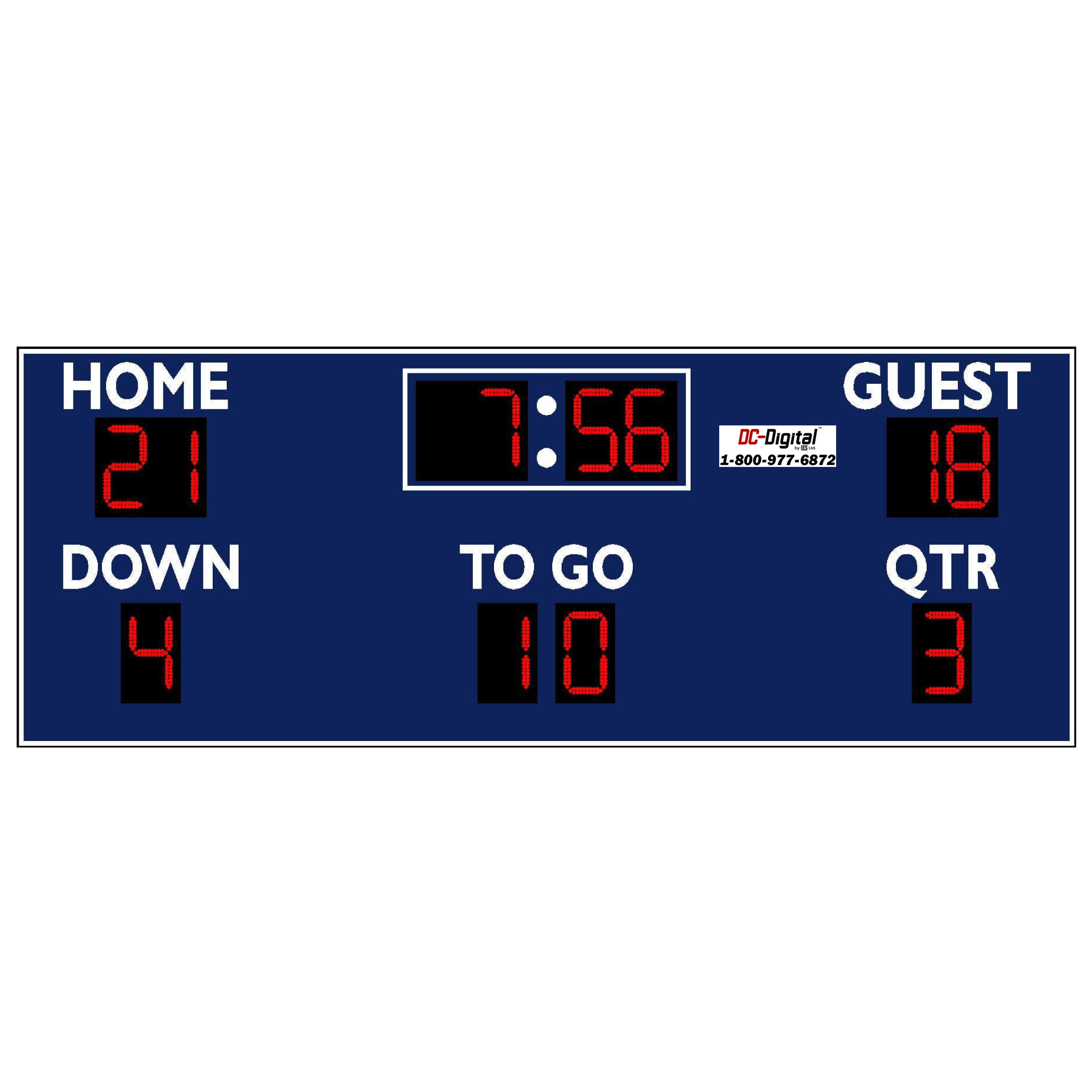 (DC-150-FTBL-16x6) Football-Soccer-Lacrosse LED Wireless Controlled Scoreboard (OUTDOOR)