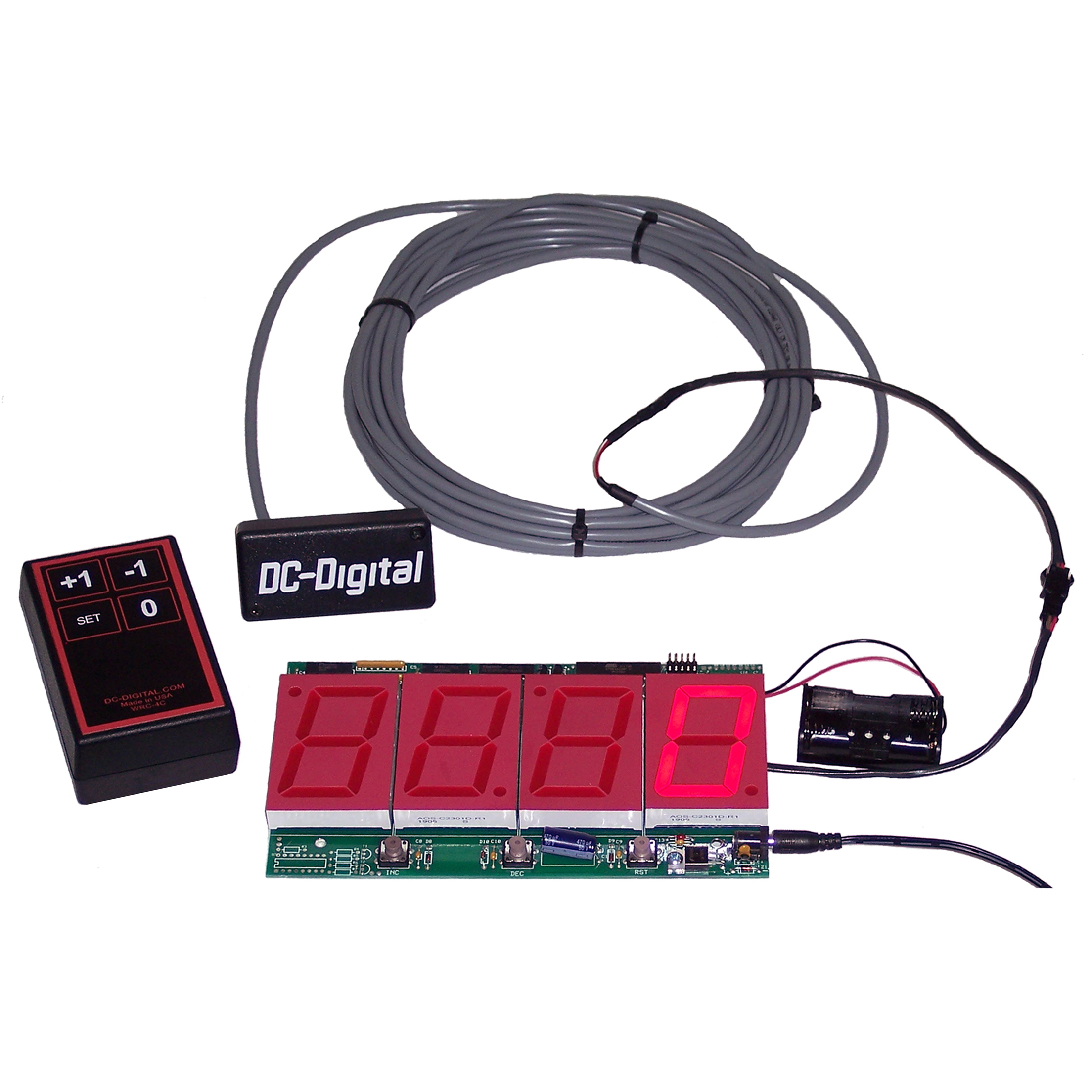 (DC-25-OEM-STATIC-W-KIT) Wireless Controlled Static Electronic LED Number Display Kit for Signage, 2.3 Inch Digits (Everything you need to install into your signage)
