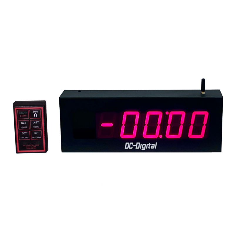 (DC-255T-DN-Neg-W) 2.3 Inch LED, RF-Wireless Controlled, Digital Countdown Timer, with Negative Count Back Up
