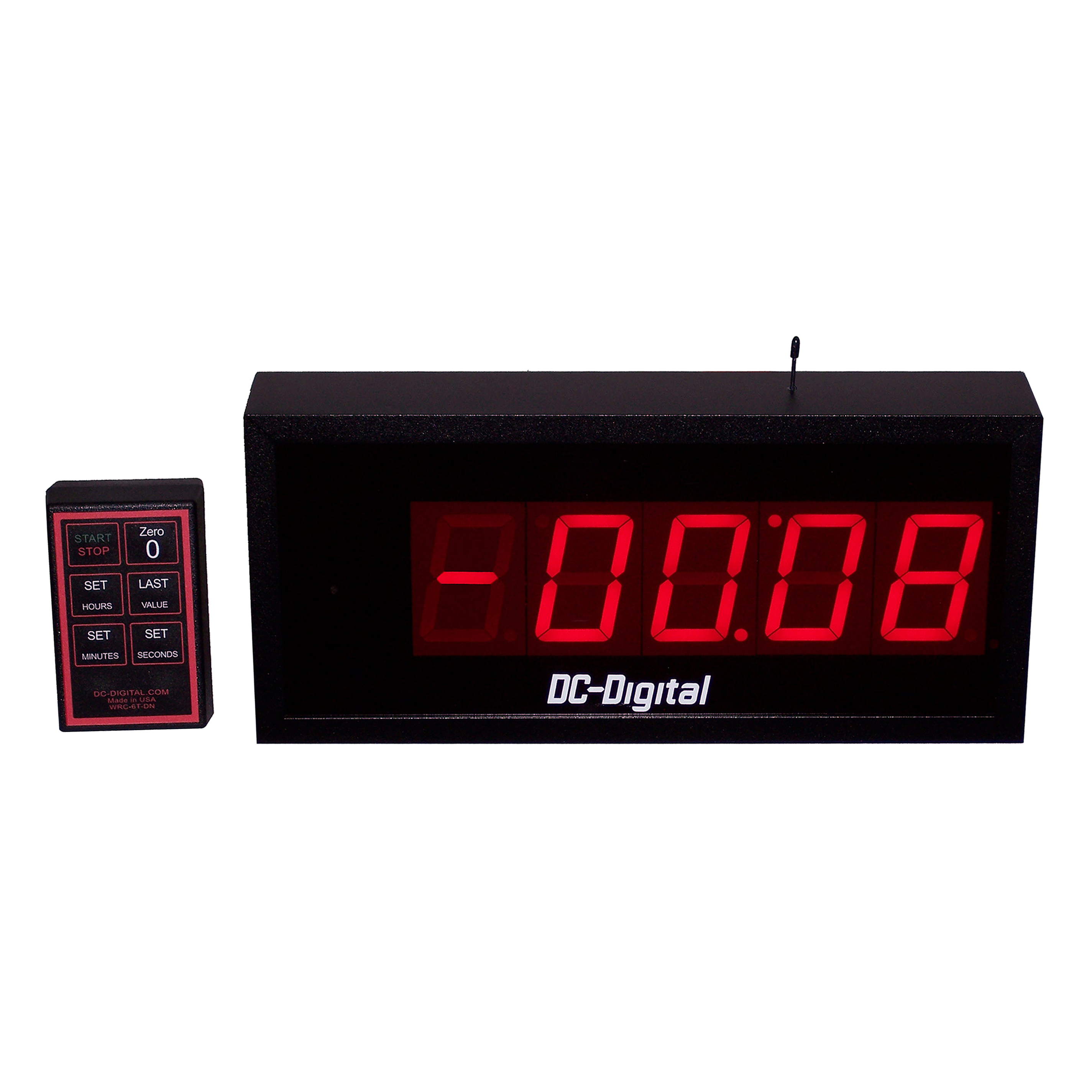 (DC-255T-DN-Neg-W) 2.3 Inch LED, RF-Wireless Controlled, Digital Countdown Timer, with Negative Count Back Up