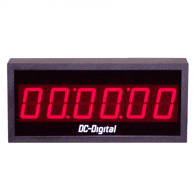 (DC-256T-DN-UP-Static) 2.3 Inch LED Digital, 6-Digit, RS-232/RS-485 Connected, ASCII Controlled, Count Up Timer, Countdown Timer, Time of Day Clock and Static Number Display