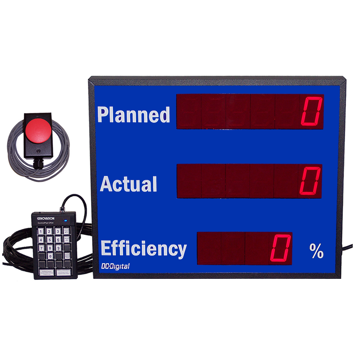 (DC-256C-2-EFF-KEY-PACE-RP) (6) Digit, 2.3 Inch LED Digital Production Pace Efficiency Counter/Timer with Multi-Input Controls for Actual Count Pace and 24 Keypad Input for Setting, Starting, and Pausing the Planned Count Pace (Measures Pieces per Second or Pieces per Minute or Seconds per Piece)