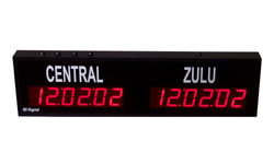 (DC-256TZ-2) 2-Zone, 6-Digit (Hours, Minutes, and Seconds), Customer Specific Vinyl Lettering, 2.3 inch Digit, World Time Zone Clock