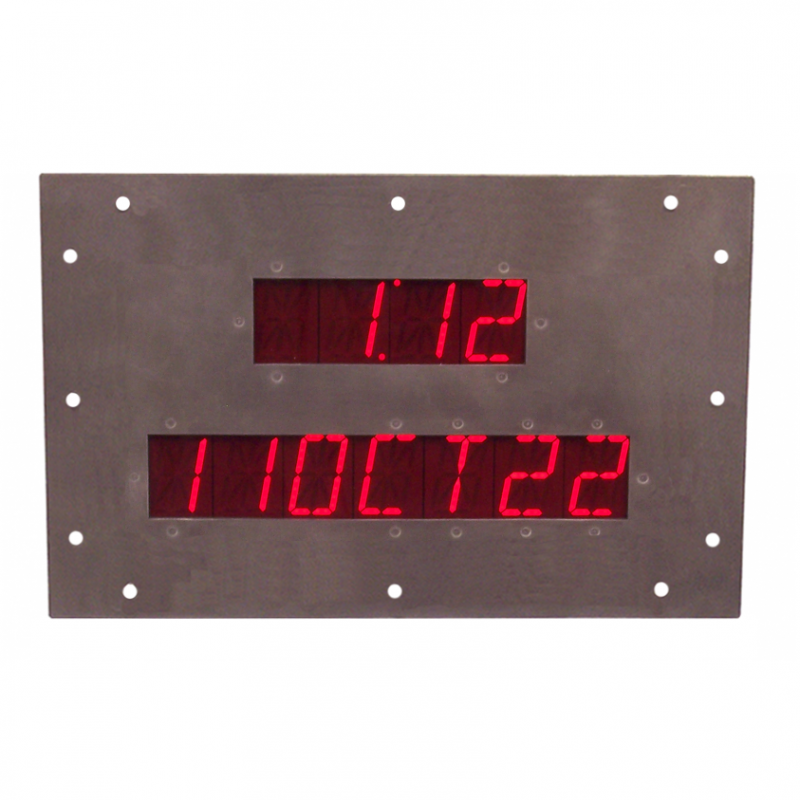 (DC-25ALN-Date-Time-POE-Stainless-Flush) Network NTP Date and Time of Day Cleanroom Clock, Web Page Configurable, POE Powered, Atomic, 316L Flush Mount Stainless IP-66 Enclosure