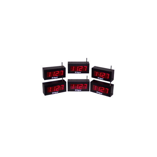 (DC-25N-W-System-Bundle) 2.3 Inch LED, Network NTP Server Synchronized, Web Page Configurable, Atomic Digital Time of Day Master Clock with (5)x(DC-25-W-System) 2.3 Inch LED, 900Mhz Wireless Data Synchronized, Store and Forward, Secondary Digital Time of Day Clocks