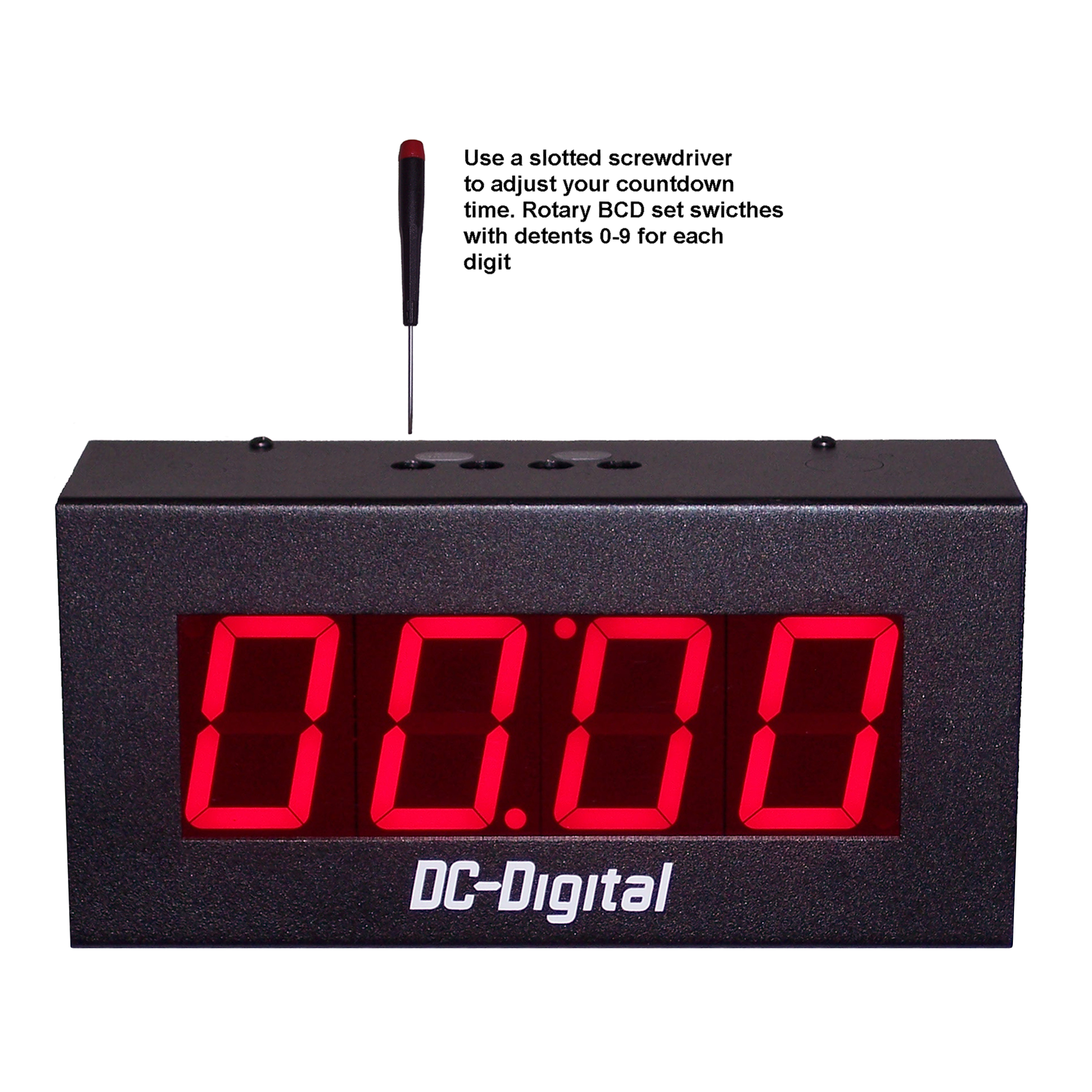 (DC-25T-DN-BCD-WELLNESS) Wellness Check, Suicide Watch, Jail, Prison, Ward Digital Countdown Reminder Timer, 2.3 Inch LED Digital, Simple BCD Rotary Set Switches, Looping Feature, End of Period Buzzer