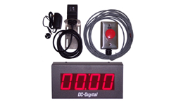 (DC-25T-UP-PKG) 2.3 Inch LED Digital, Process Count Up Timer Package, Includes: Long Range Diffused Photo-Reflective Sensor and Mount (adj. to 10 Feet), 40mm Reset Palm Switch (J-Box, Stainless Cover, 25ft. Cabling) and Power Supply 