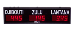 (DC-25TZ-3) 3- Zone, Customer Specific Vinyl Lettering, 2.3 inch Digit, World Time Zone Clocks