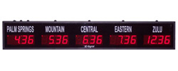 (DC-25TZ-5) 5- Zone Digital LED, Push-Button Set, Customer Specific Vinyl Lettering, 2.3 inch Digit, World Time Zone Clocks