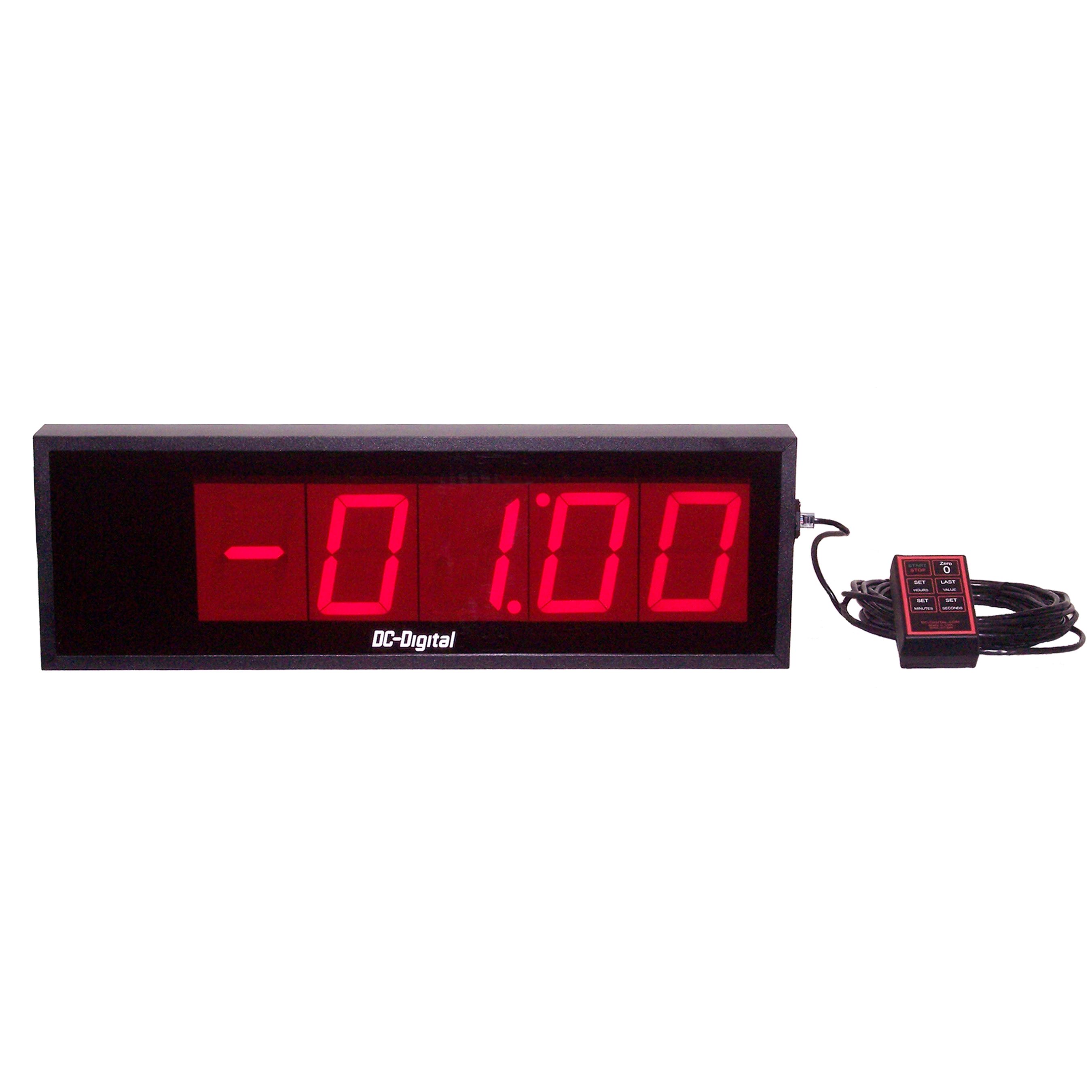 (DC-405T-DN-Neg-WR) 4 Inch LED, Wired Remote Push-Button Controlled, Digital Countdown Timer, with Negative Count Back Up
