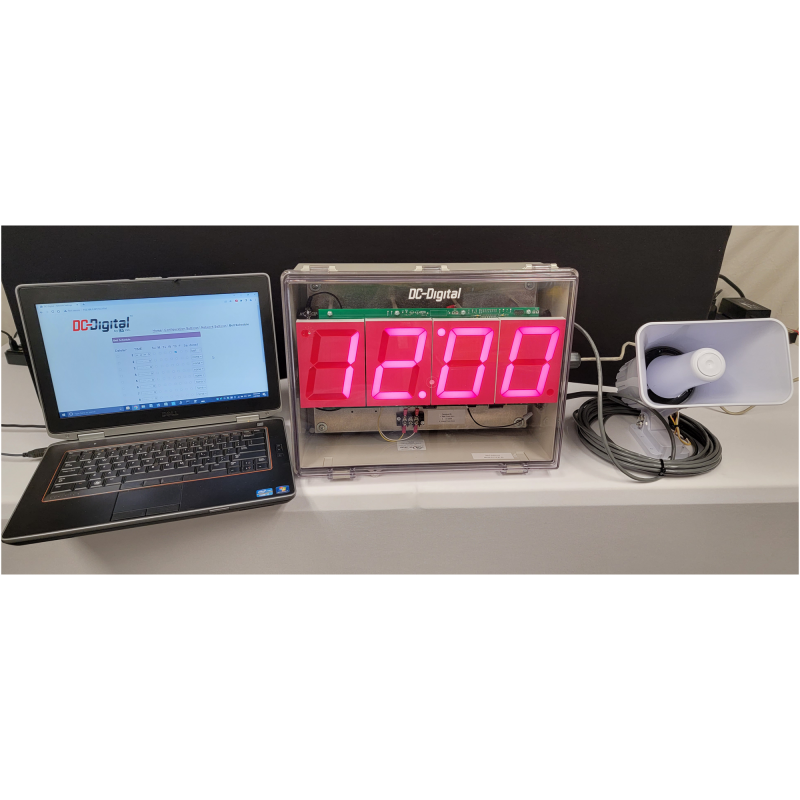 (DC-40N-BR-50-1RM-NEMA-HORN) 50 Event, 1 Zone, 4 Inch LED Digits, Network NTP Server Synchronized, Browser Web Page Configurable, Atomic NTP Time of Day Clock, Horn Bell Scheduler in Nema 4,4X,6,6P,12,12K & IP66 enclosure