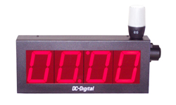 (DC-40N-T-UP-FIRE-ANDON-BUZZ) 4.0 Inch LED Digit, Network Controlled, Count-Up Firehouse Turnout Timer with Andon and Buzzer for Threshold Target Time