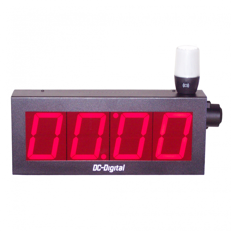 (DC-40N-T-UP-FIRE-ANDON-BUZZ) 4.0 Inch LED Digit, Network Controlled, Count-Up Firehouse Turnout Timer with Andon and Buzzer for Threshold Target Time
