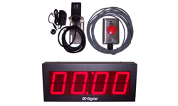 (DC-40T-UP-PKG) 4.0 Inch LED Digital, Process Count Up Timer Package, Includes: Long Range Diffused Photo-Reflective Sensor and Mount (adj. to 10 Feet), 40mm Reset Palm Switch (J-Box, Stainless Cover, 25ft. Cabling) and Power Supply
