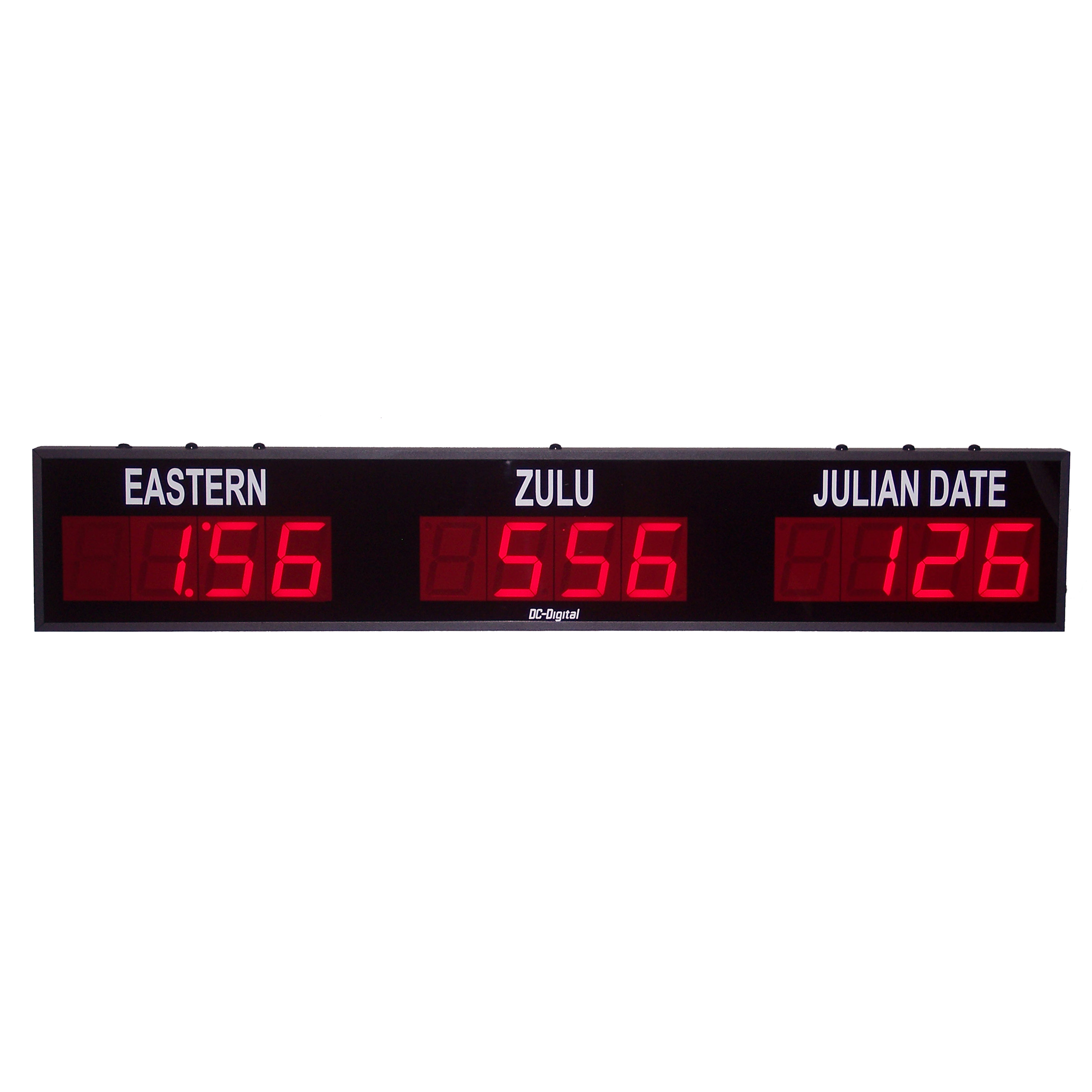 (DC-40TZ-2+Julian) 2- Zone + Julian Days, Customer Specific Vinyl Lettering, 4 inch Digits World Time Zone Clocks