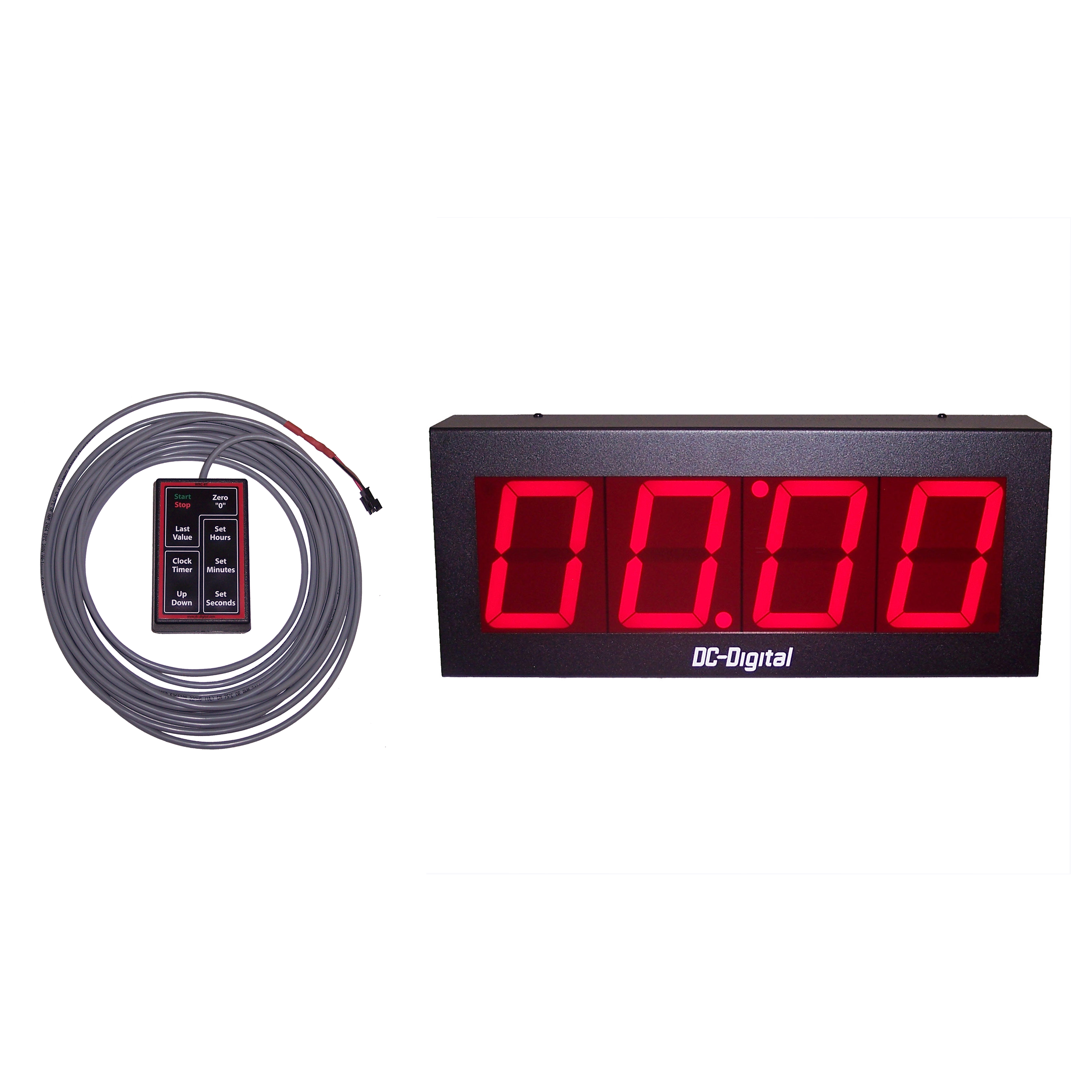 (DC-40UT-WR) 4.0 Inch LED Digital, Multifunction, Wired Handheld Controlled, Count Up timer, Countdown Timer, Time of Day Clock