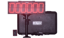 (DC-606UTW-BTC) Portable (6) 6.0 Inch LED Digits, Multi-Function, Multipurpose Sport (Counts Up, Counts Down and Time of Day Clock), Battery Operated, Digital Timer-Clock with RF-Wireless Handheld Remote Controller, Carrying handle, Carrying Case, Tripod with Mount and Battery Charger (OUTDOOR/INDOOR)