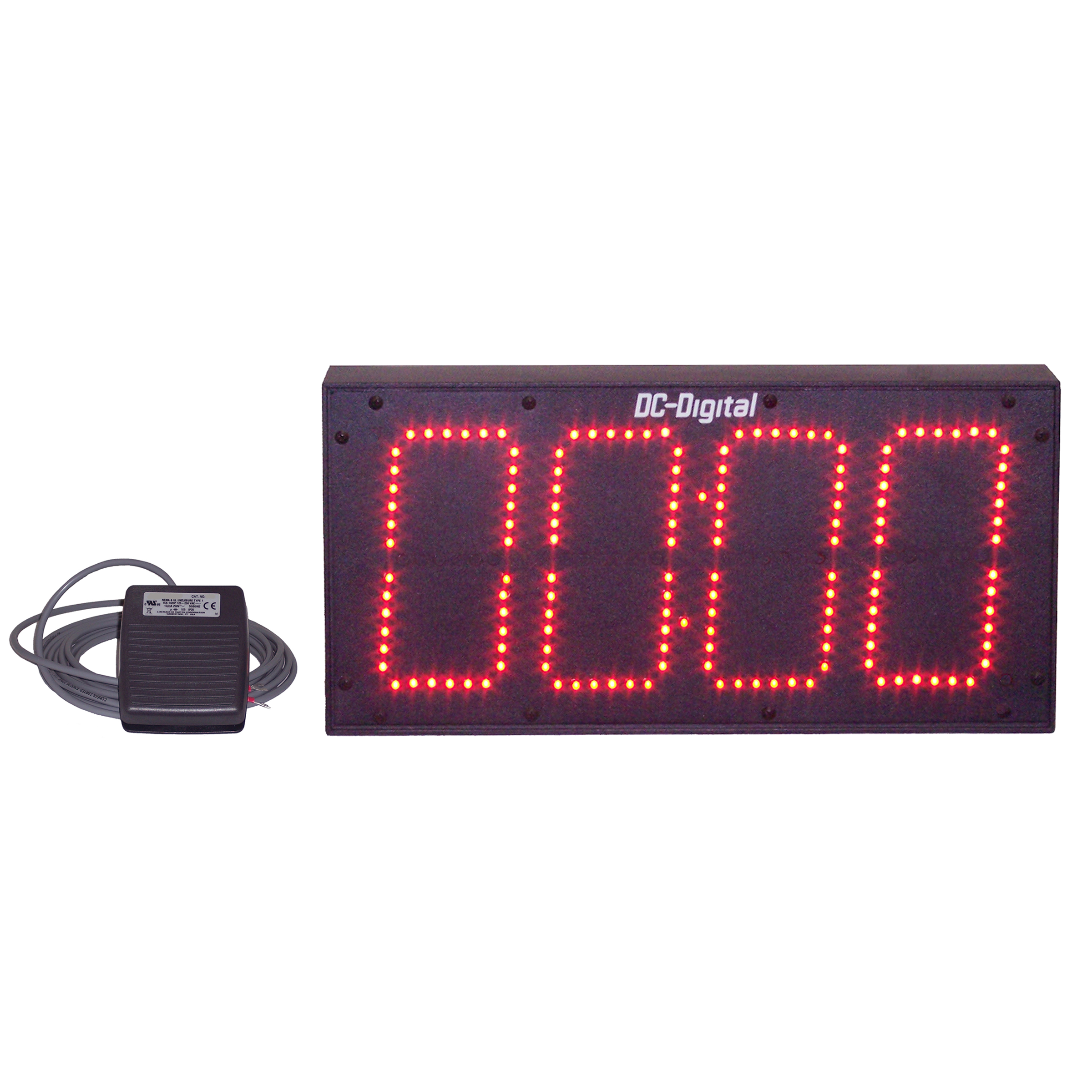 (DC-60T-DN-BCD-FOOT-EOP-IN) 6.0 Inch LED, BCD Rotary Switch Set, Foot-Switch Controlled, Digital Countdown Process Timer with EOP Buzzer (INDOOR)
