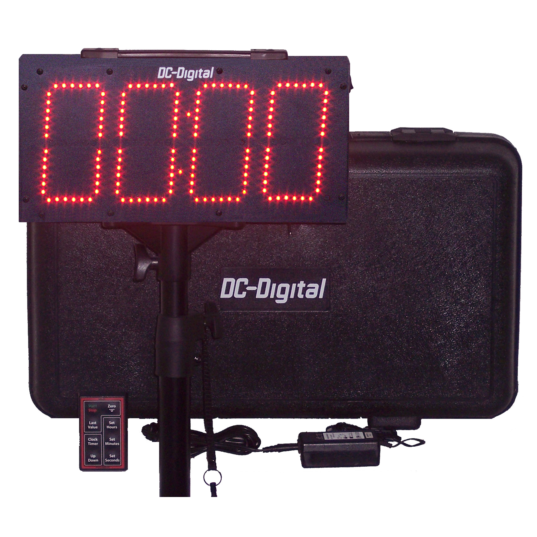 (DC-60UTW-BTC-PICKLEBALL) Portable Battery Operated, RF-Wireless Controlled, Digital 6 Inch LED, PickleBall Game Timer & Time of Day Clock with Carrying handle, Carrying Case, Tripod with Mount and Battery Charger (INDOOR/OUTDOOR)