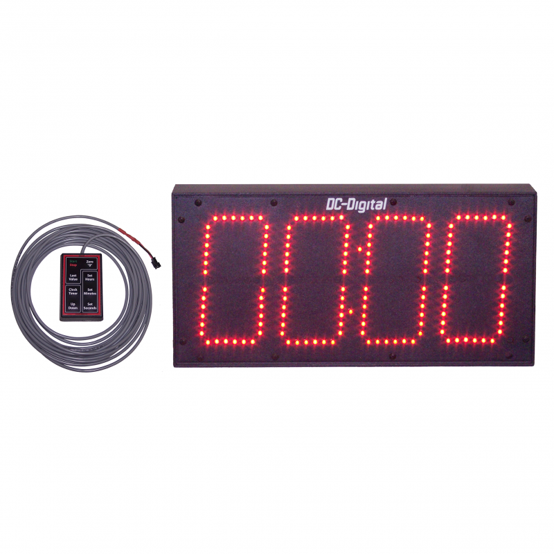 (DC-60UT-WR-IN) 6.0 Inch LED Digital, Multifunction, Wired Handheld Controlled, Count Up timer, Countdown Timer, Time of Day Clock (Indoor)
