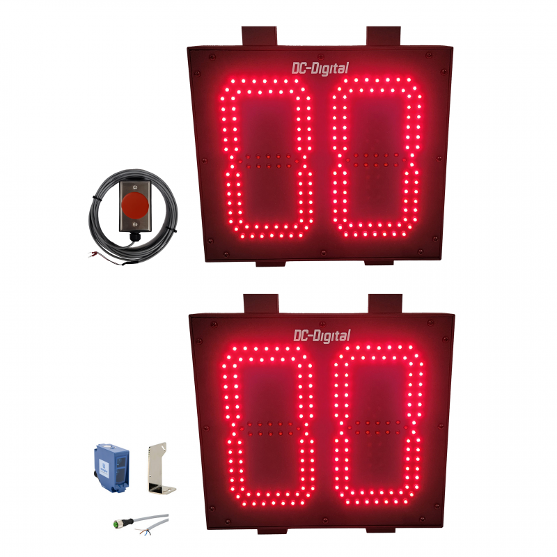 (DC-802T-C-BB-GAME) Basketball Shooting Game Training Aid, 8 Inch 2 Digit Timer & Counter, Photo-Sensor, Large Reset & Start Palm Switch, 8 Inch LEDs (Indoor/Outdoor)