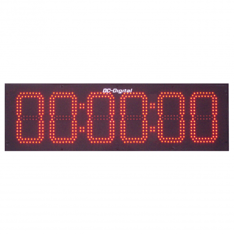 (DC-806N-T-DN-UP-Static-IN) 8.0 Inch, 6 Digit, LED Digital, Network Connected, Web Page or 3rd Party Controlled, Count Up timer, Countdown Timer, Time of Day Clock and Static Number Display (INDOOR)