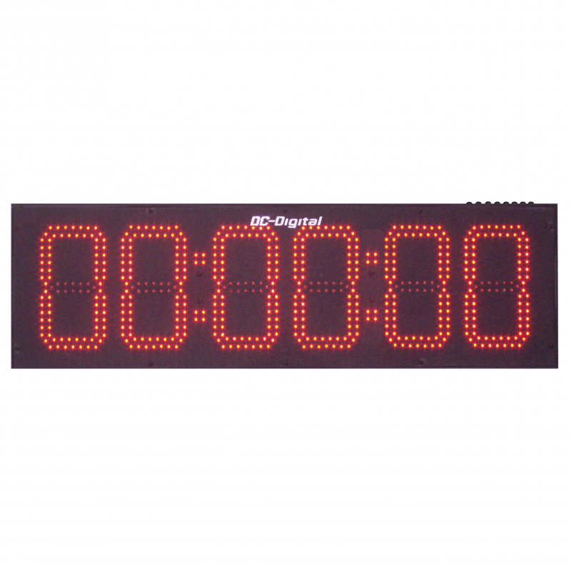 (DC-806UT) 8.0 Inch LED, Push-Button Controlled, Count Up, Countdown Timer, Time-of-Day Clock, Hours, Minutes, Seconds (OUTDOOR)