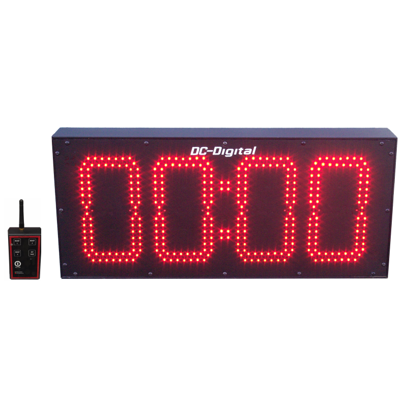 (DC-80T-DN-W-PITCH) 4 Digit, Minutes and Seconds Baseball-Softball Pitch Countdown Timer, 8.0 Inch LED Digits, RF-Wireless Remote Controlled (OUTDOOR)