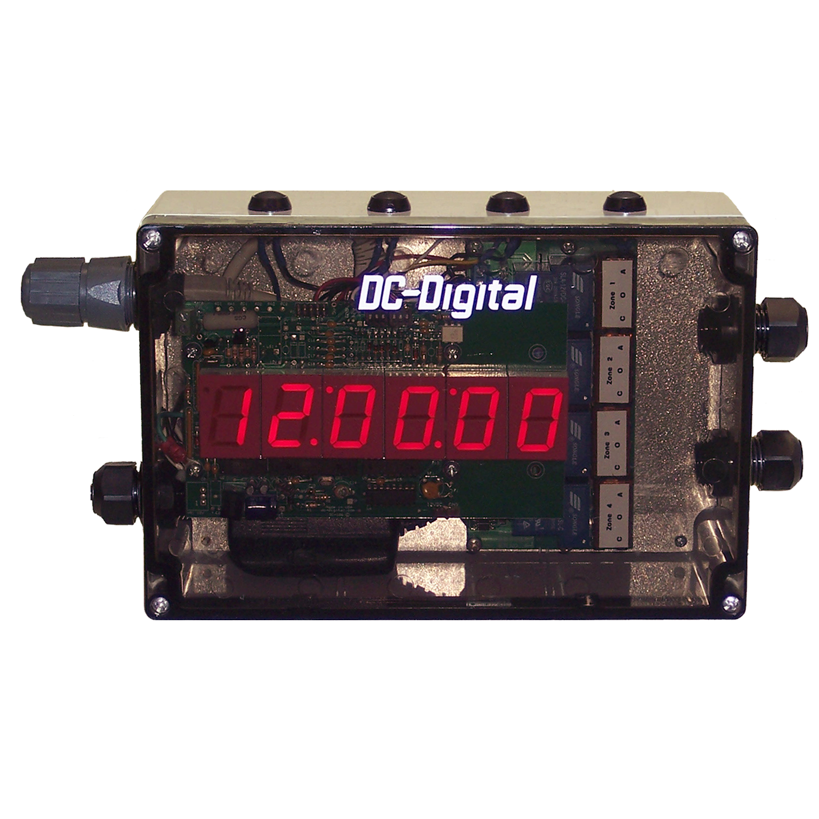 (DC-106N-RM-4) EZ-Time Synchronized and Controlled, Network to Wired Time of Day Clock Output (4-W) and 4-Zone High Power Relay Outputs with IP-66 Enclosure