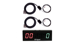(DC-256C-T-UP-PNEUMATIC-PKG-DRIVE-THRU) Drive Thru Counter-Timer, 6 Digit (2 Red LED Digits for Timer Seconds & 4 Green LED Digits for Vehicle Counter) 2.3 Inch LED's, Counts Vehicles and Keeps Elapsed Wait Times, Includes: (2 DC-PNEUMATIC Air Activated Switches)