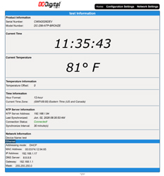 (DC-Bronze-NTP-Time-Temp-Firmware) On-Board Web-Page for Network NTP Time of Day and Temperature Clocks