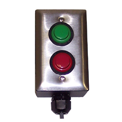 (SW-RMSS-2-GRN-RED) 2 Momentary Actuated Switches, Stainless Plate, Junction Box, 25ft.Cabling