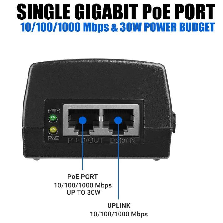 (DC-POE-L100G-LITE) Network POE Power Injector for DC-Digital POE ...
