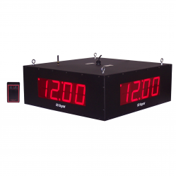 (DC-40S-W-Quad) (4) 4.0 Inch LED, RF-Wireless Handheld Controlled, Quad 4-Sided, Time of Day Digital Clocks, All-in-One Enclosure (1 Master - 3 Secondary's)