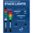 (DC-STACK-RYG-24) Red, Yellow, Green LED Stack ANDON Light Tower and Base, 24 VDC, 18 Inch Cable, 2 Inch Pole 3
