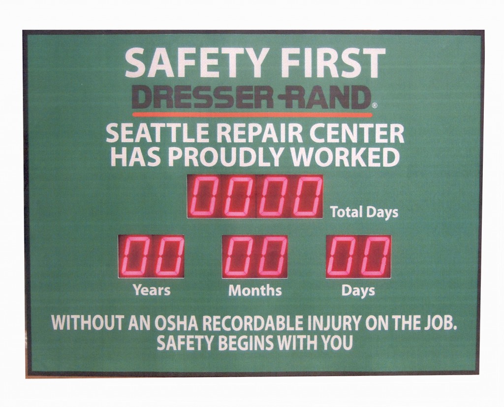 Dresser-Rand, Days without an accident timer, Custom, safety scoreboard ...