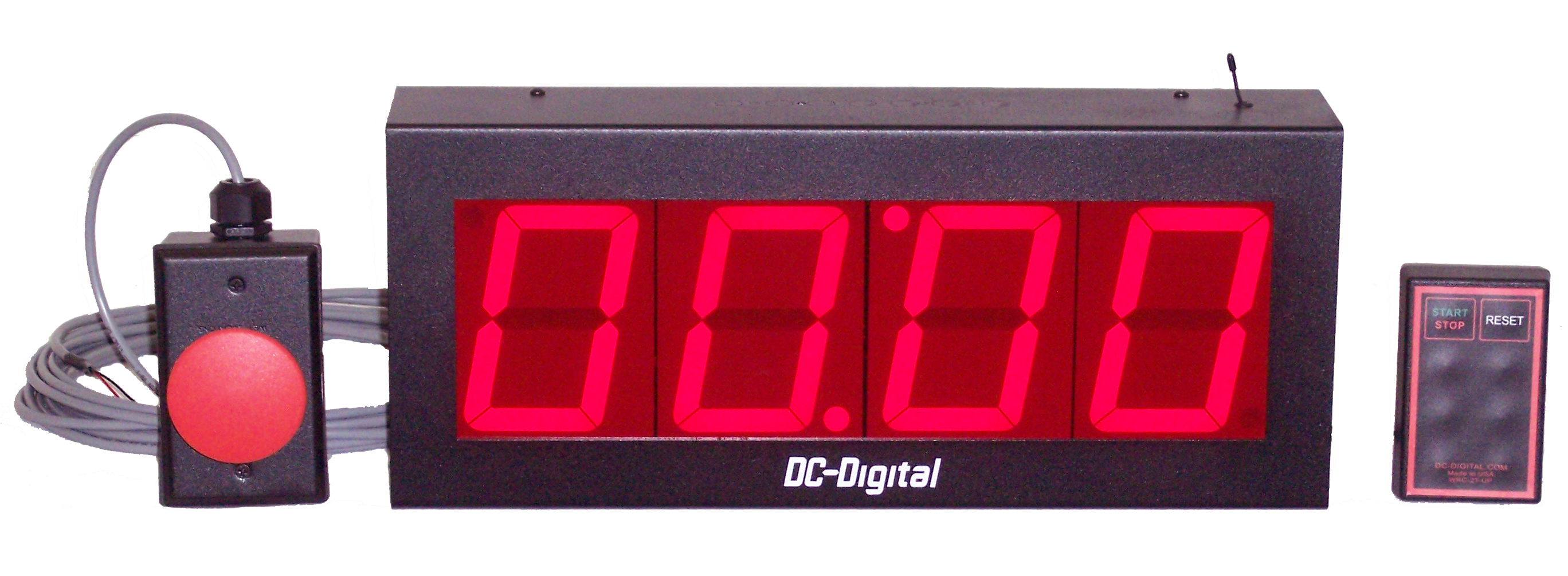 Digital Count Up timer with Wireless and Wired controls. Wireless Start-Stop and Reset, Wired Start-Stop 4 Inch digits and shift digit technology