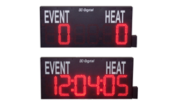 8 inch 6 digit clock with swim meet Event - Heat display