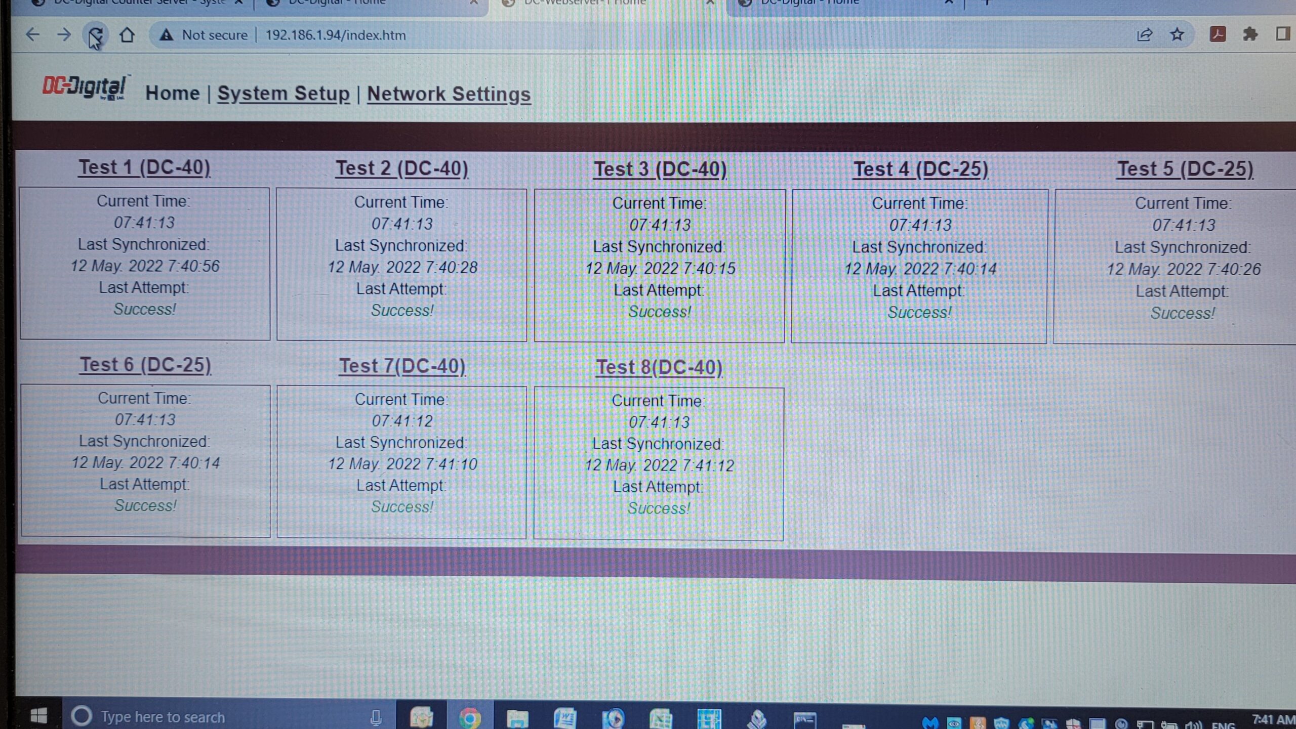 Network Clocks Browser based status webpage