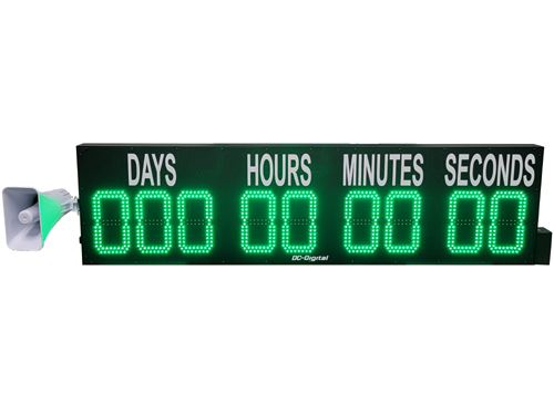 Green Outdoor wireless 8 inch LED Digit Countdown to a Christmas or special event timer with End of Period Horn
