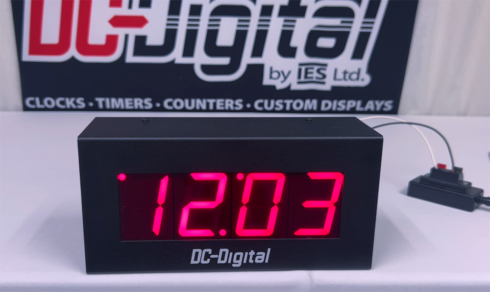 DC-Digital, Time of day, Secondary, Two-wired, White table, DC-25-1200-24,12:00-Rauland-2-Wire-System, Digital Clock, 2.3 Inch Digits, 24 VAC