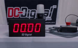 DC-Digital, 2.3 inch, LED Digital, Countdown, Andon light, Palm Switch, 25ft wire, BCD Rotary Switches, white table, Timer, Countdown, Medical, Alert, Medical Supply Timer, Safe Medicine Monitoring, Out-of-Refrigeration Timer, Industrial Grade Timer