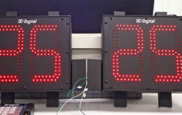 DC-Digital, 8 inch digit, static number display, number display, white table aluminum, black powder coated, Master-Secondary, Wired Connection, Keypad operated, Wireless remote controller