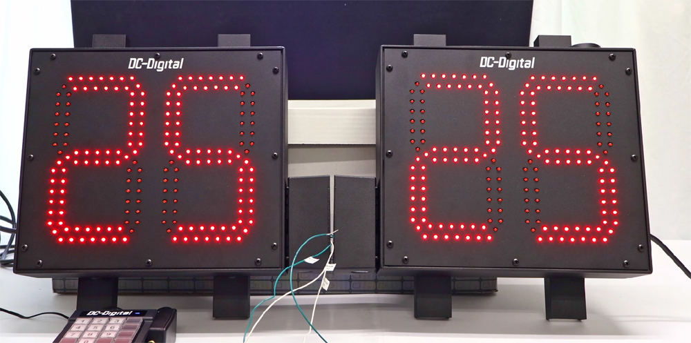 DC-Digital, 8 inch digit, static number display, number display, white table aluminum, black powder coated, Master-Secondary, Wired Connection, Keypad operated, Wireless remote controller