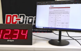 DC-Digital, Flushed Unit, Network Timer, Network Clock, Network Display, POE Powered, White Table, Computer Monitor, Indoor Gameshow Display