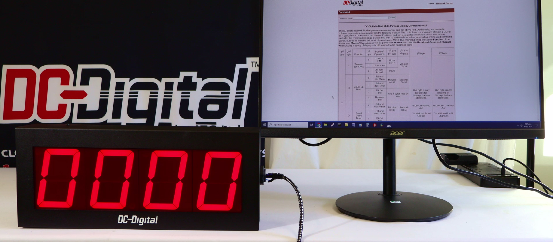 DC-Digital, Network powered, POE powered, Time of day, up-timer, down-timer, webpage controlled, white table